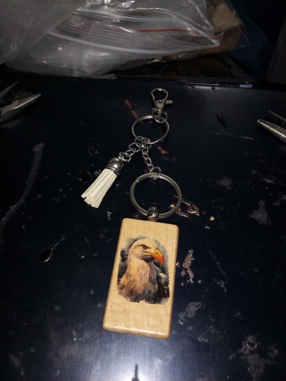 Handmade Wooden Eagle Seagull Keychain Bag Charm